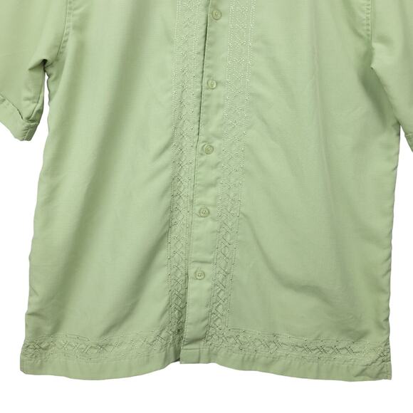 Cubavera Men's Short Sleeve Button-Up Shirt Size Large Green Casual Resort Wear - Picture 6 of 13